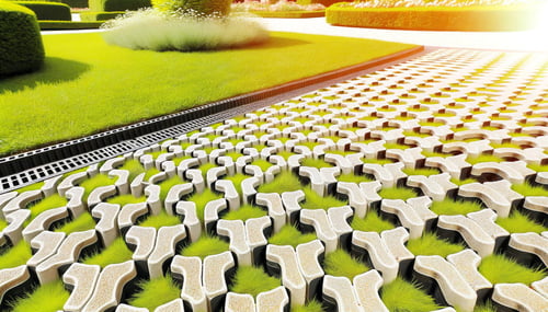 permeable pavers using spacers in grass